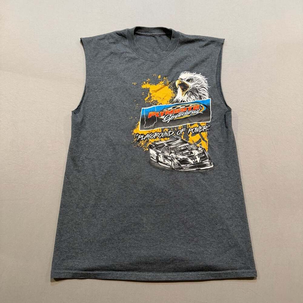 Plymouth Speedway Tank Top Dark Gray Playground Of Power Racing